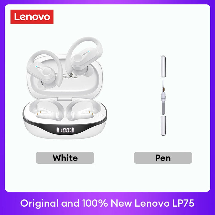 Lenovo LP75 TWS Bluetooth 5.3 Earphones - Noise Reduction, Waterproof, LED Display