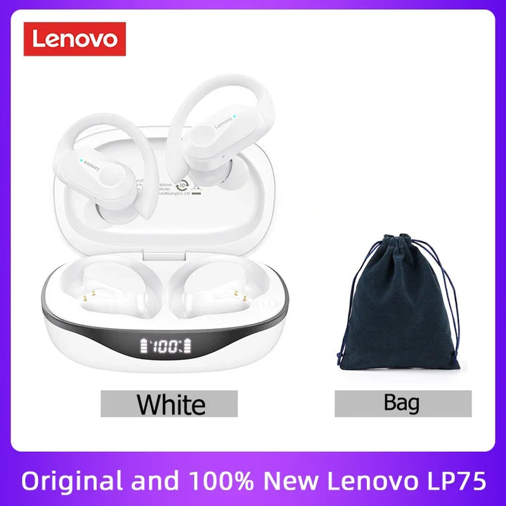 Lenovo LP75 TWS Bluetooth 5.3 Earphones - Noise Reduction, Waterproof, LED Display