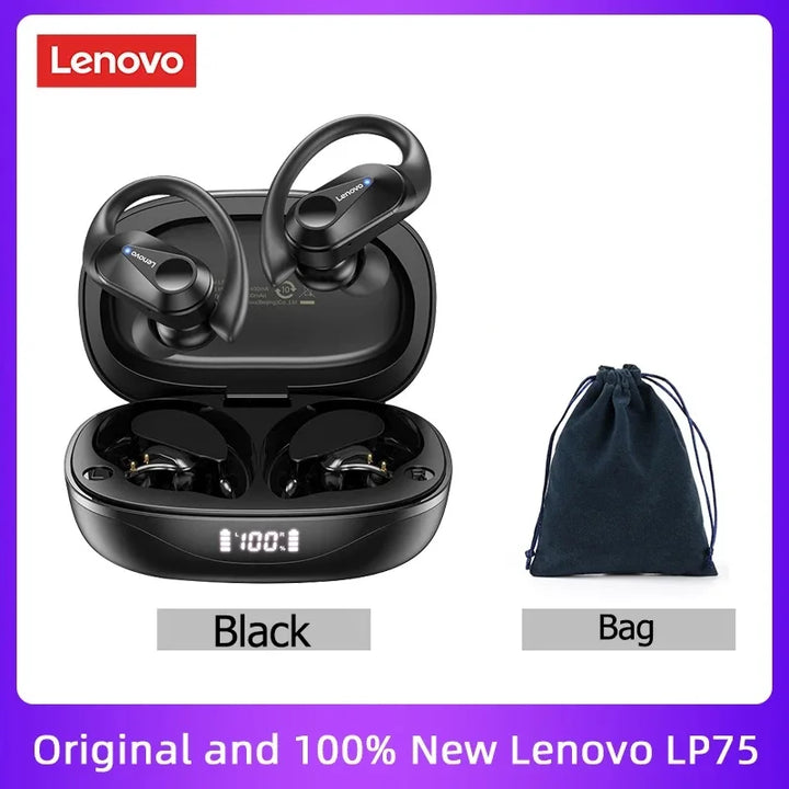 Lenovo LP75 TWS Bluetooth 5.3 Earphones - Noise Reduction, Waterproof, LED Display