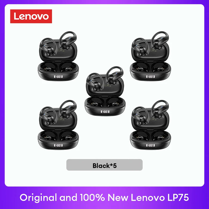 Lenovo LP75 TWS Bluetooth 5.3 Earphones - Noise Reduction, Waterproof, LED Display