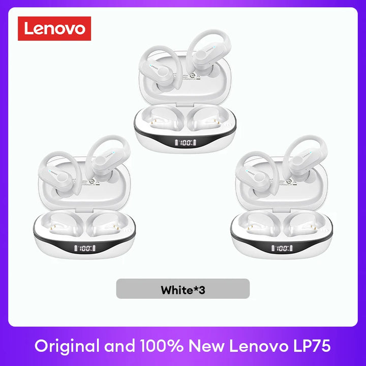 Lenovo LP75 TWS Bluetooth 5.3 Earphones - Noise Reduction, Waterproof, LED Display