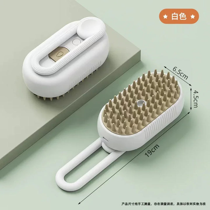 3-in-1 Electric Pet Grooming Tool: Steam Brush, Sprayer & Massage Comb