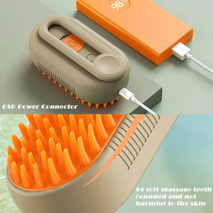 3-in-1 Electric Pet Grooming Tool: Steam Brush, Sprayer & Massage Comb