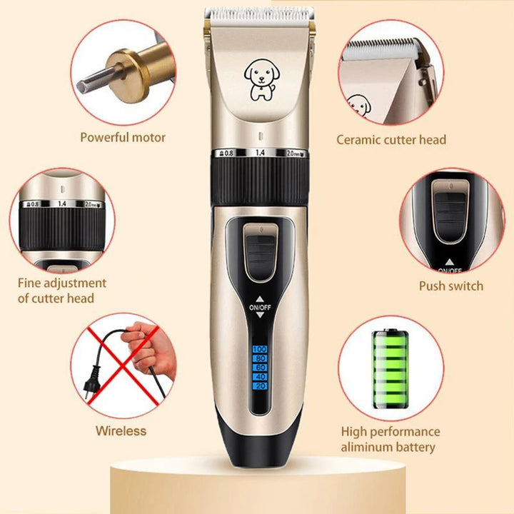 Professional Cordless Pet Hair Clippers - Dog, Cat, Rabbit Grooming Set