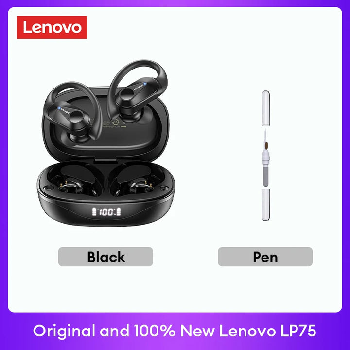 Lenovo LP75 TWS Bluetooth 5.3 Earphones - Noise Reduction, Waterproof, LED Display