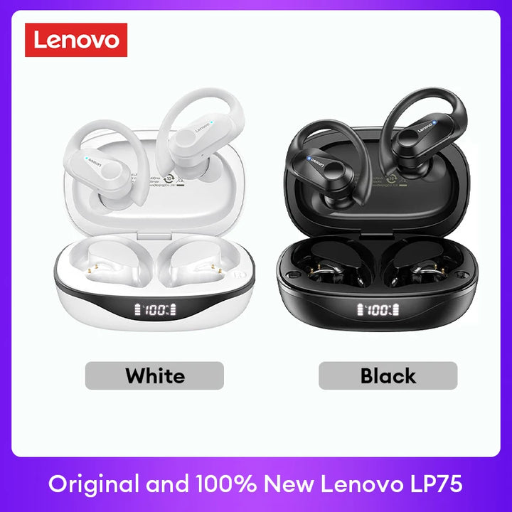 Lenovo LP75 TWS Bluetooth 5.3 Earphones - Noise Reduction, Waterproof, LED Display