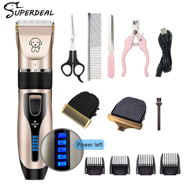 Professional Cordless Pet Hair Clippers - Dog, Cat, Rabbit Grooming Set