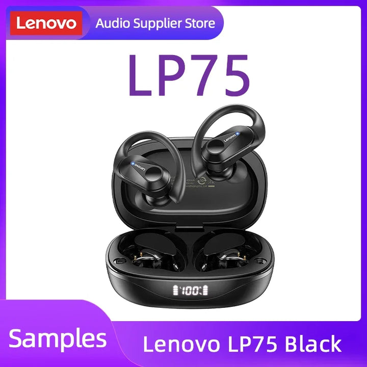 Lenovo LP75 TWS Bluetooth 5.3 Earphones - Noise Reduction, Waterproof, LED Display