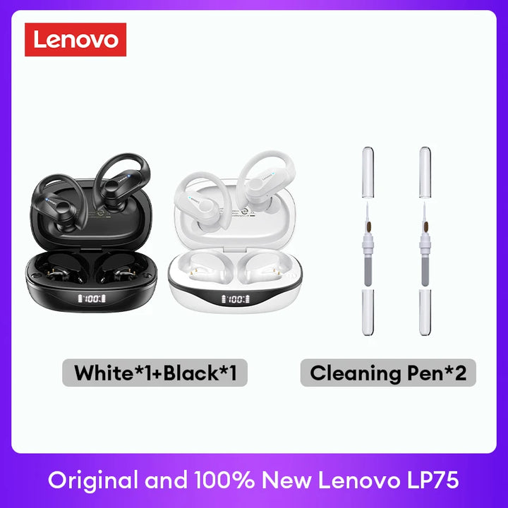 Lenovo LP75 TWS Bluetooth 5.3 Earphones - Noise Reduction, Waterproof, LED Display