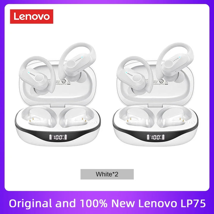 Lenovo LP75 TWS Bluetooth 5.3 Earphones - Noise Reduction, Waterproof, LED Display